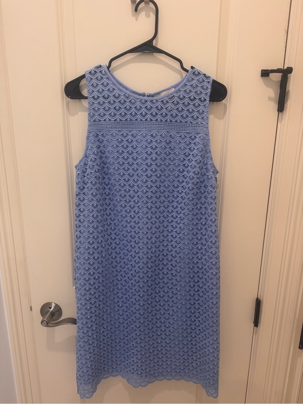 LOFT Sleeveless Scallop Lace Midi Dress in Light Blue